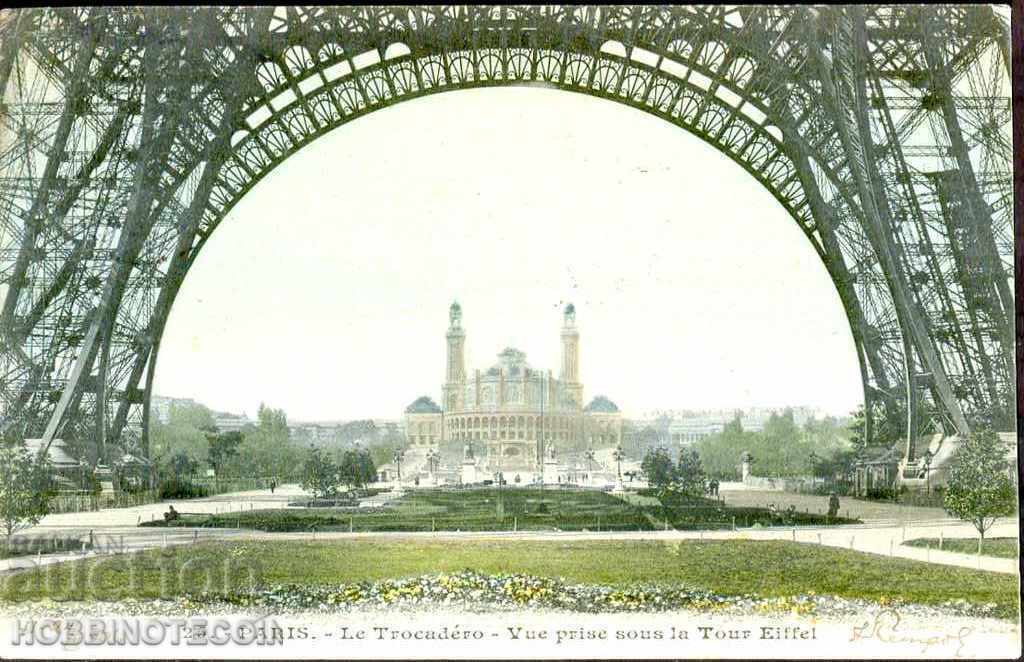 TRAVELED CARD PARIS EIFFEL TOWER PALACE to HASKOVO 1906