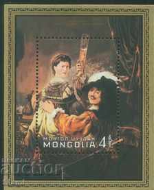 Блок марки Картини на Рембранд, 1981, Монголия