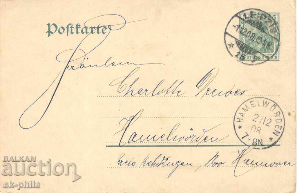 Стара пощенска карта от 1908 г.