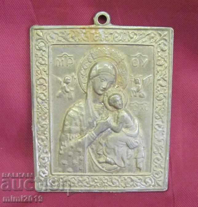 19 век Бронзова Нагръдна Православна Икона