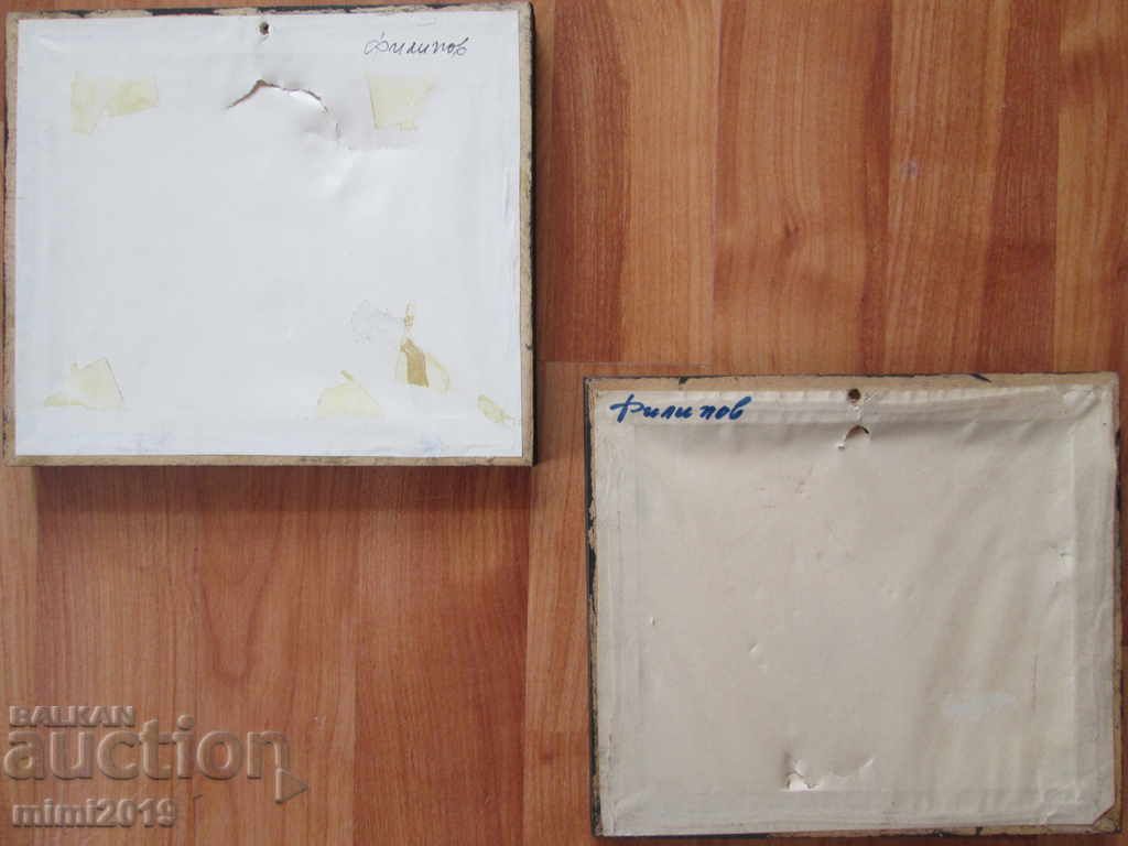 Παράδοση 2 μικροί πίνακες, λάδι, φέιζερ