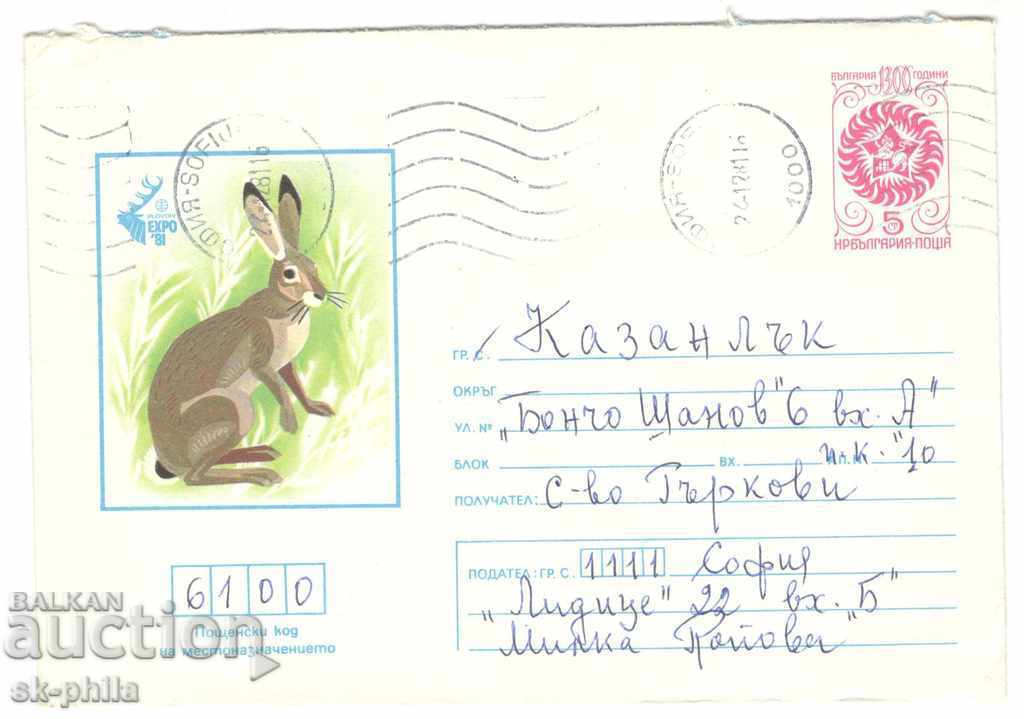 Пощенски плик - ЕКСПО 81 - Див заек