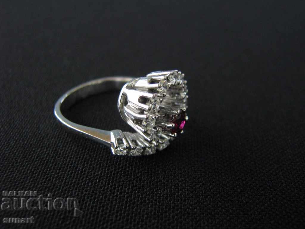 RING WITH DIAMONDS 0.70 K VS COLOR F-G RUBY 0.30 K SI - 5 RING WITH DIAMONDS 0.70 K VS COLOR F-G RUBY 0.30 K SI - 5