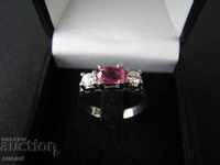RING WITH DIAMONDS 0.32K VS COLOR G + RUBY 1.0 CARAT SI