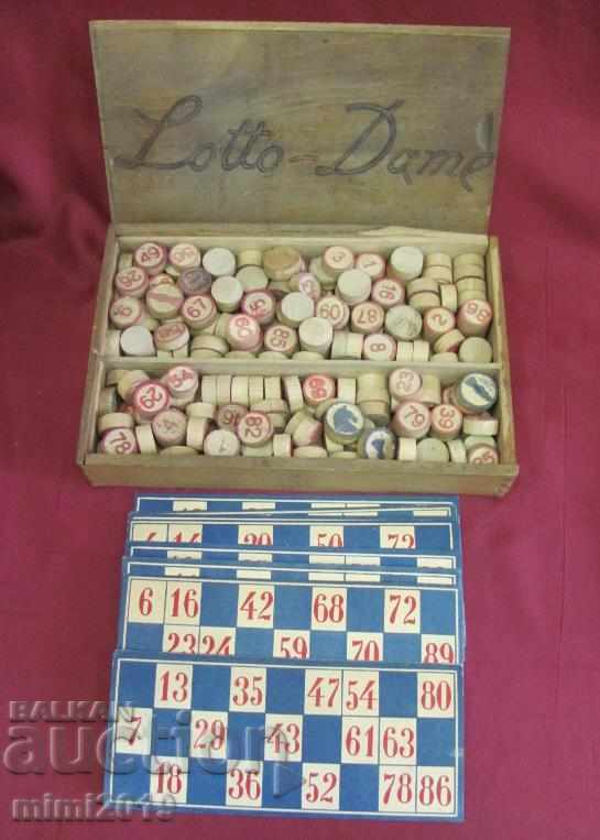 30s Wooden Box with LOTTO DAME Game