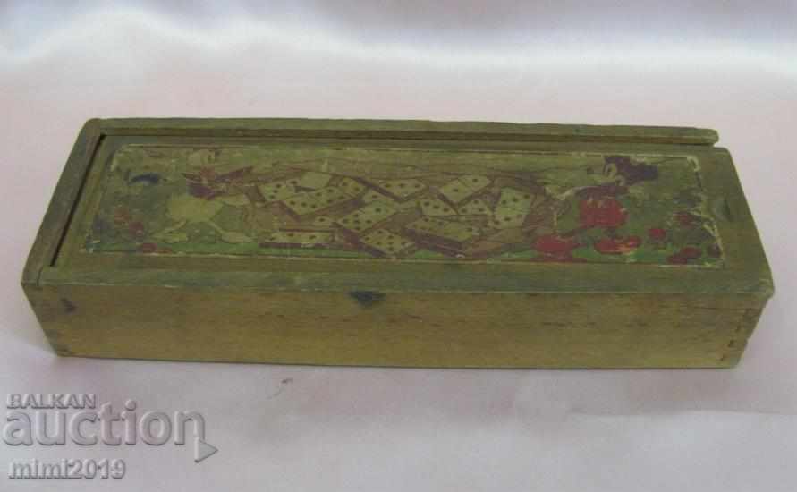 30 de ani Dominoes Mickey Mouse Donald Duck Cutie de lemn - 5