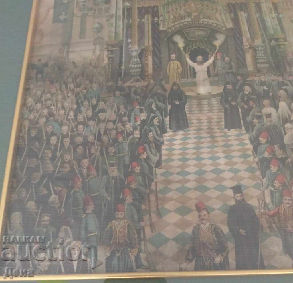 LITografie veche RARĂ din secolul al XIX-lea - 5