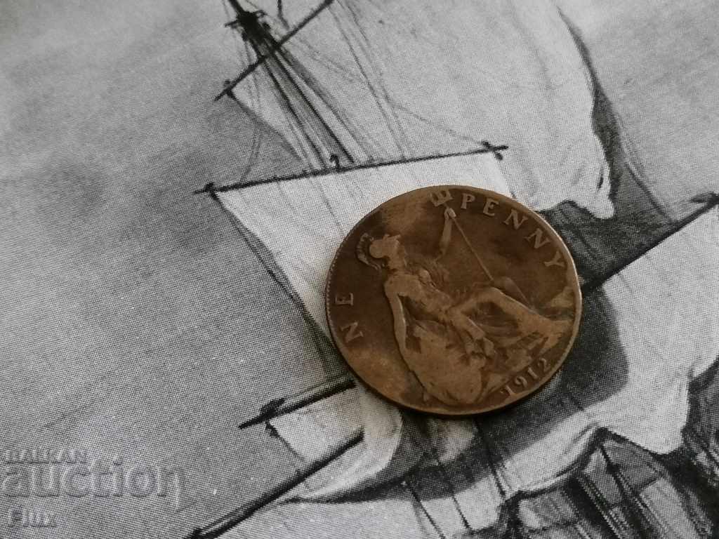 Монета - Великобритания - 1 пени | 1912г.