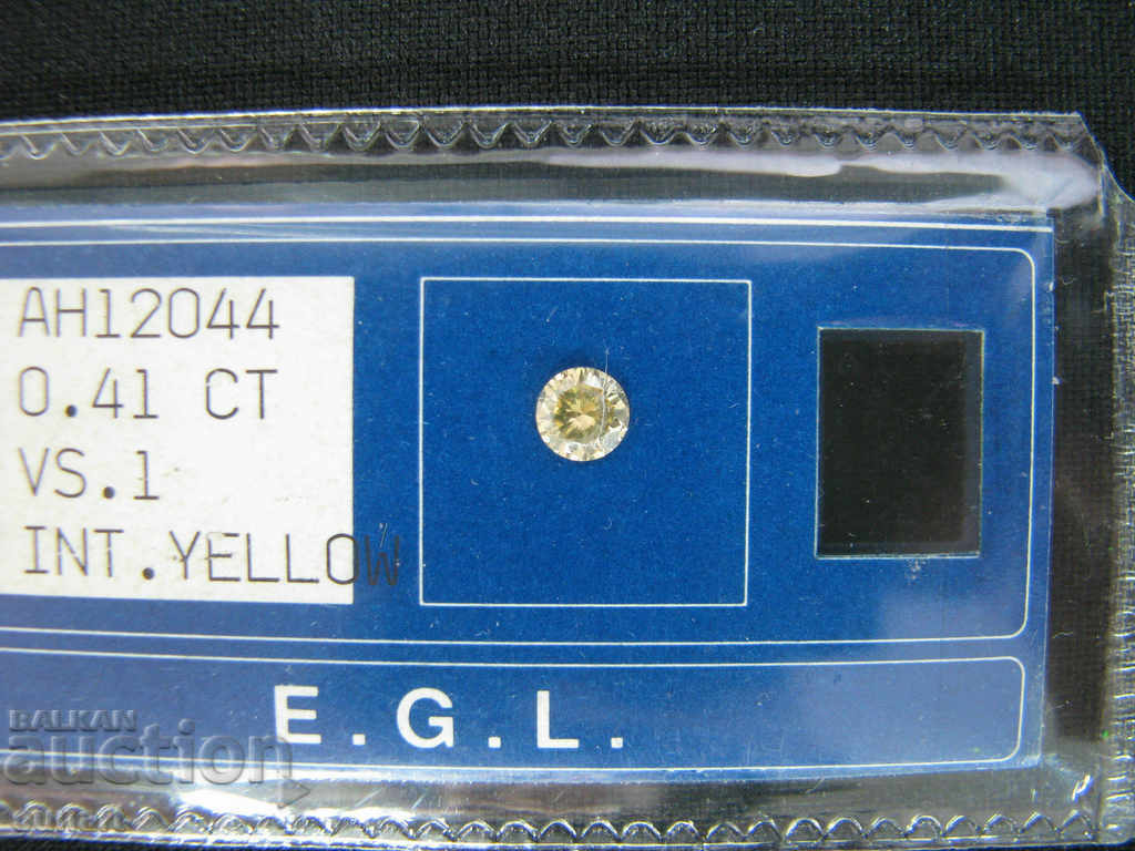 Delivery of Brilliant diamond 0.41 carat with certificate VS1 YELLOW COLOR