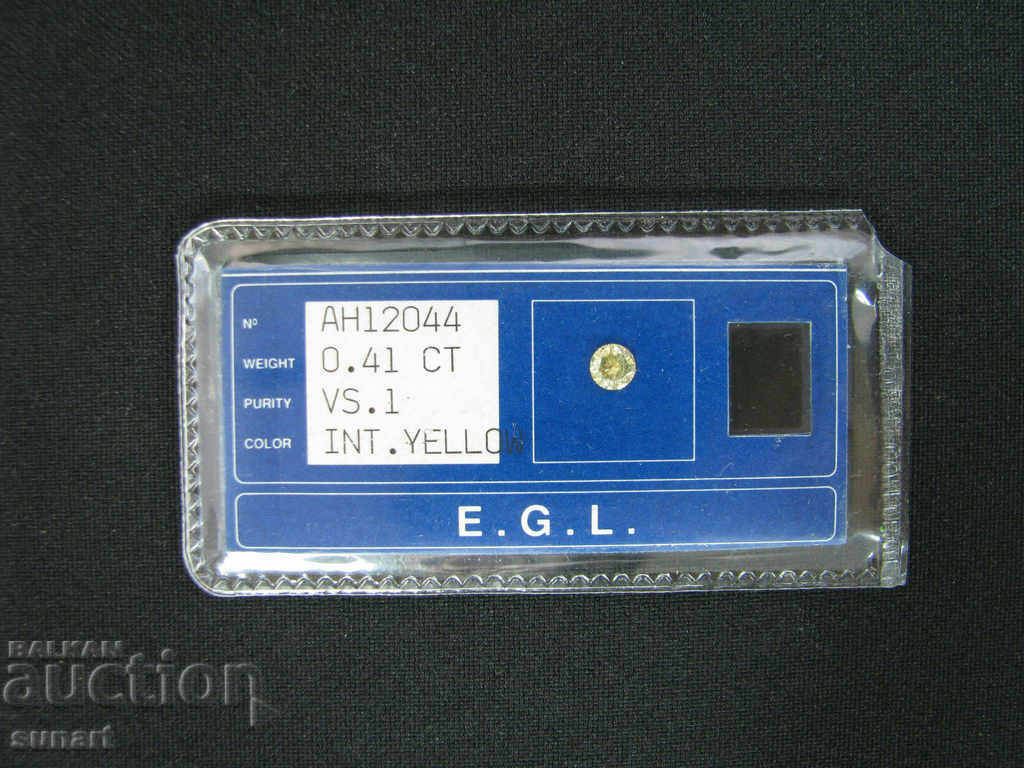 Diamant strălucitor 0,41 carate cu certificat VS1 GALBEN CULOARE