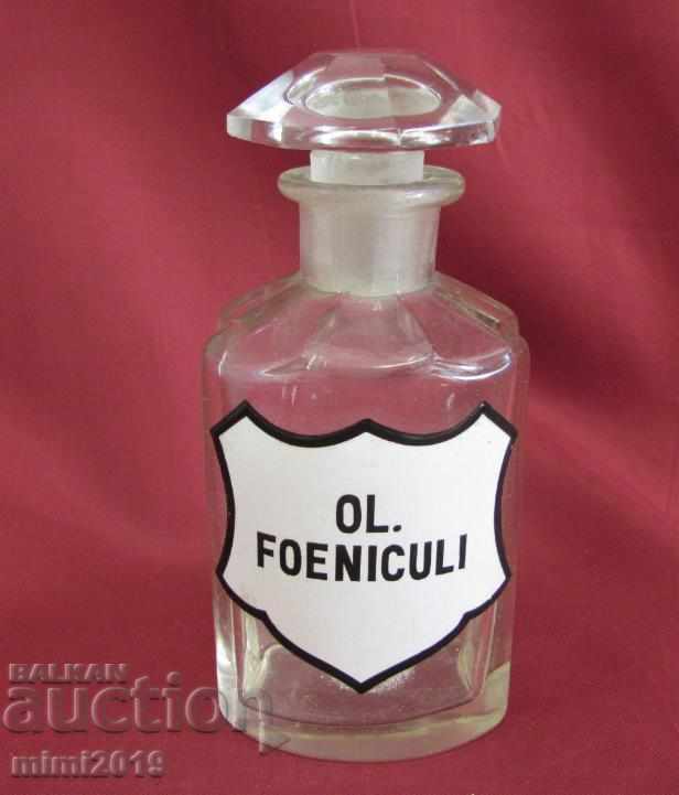 19th Century Pharmaceutical Crystal Bottle OL. FOENICULI