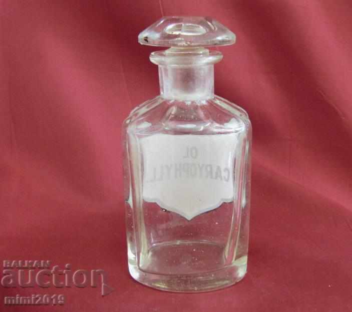 19th Century Pharmaceutical Crystal Bottle OL.CARYOPHYLL - 5 19th Century Pharmaceutical Crystal Bottle OL.CARYOPHYLL - 5