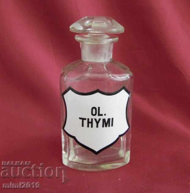19th Century Pharmaceutical Crystal Bottle OL.THYMI
