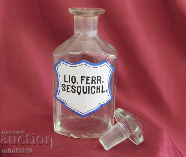 Auction 19th Century Pharmaceutical Crystal Bottle LIQ FERR SESQUICHL Auction 19th Century Pharmaceutical Crystal Bottle LIQ FERR SESQUICHL