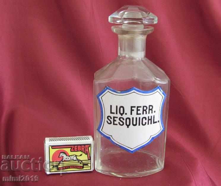 19th Century Pharmaceutical Crystal Bottle LIQ FERR SESQUICHL - 7 19th Century Pharmaceutical Crystal Bottle LIQ FERR SESQUICHL - 7