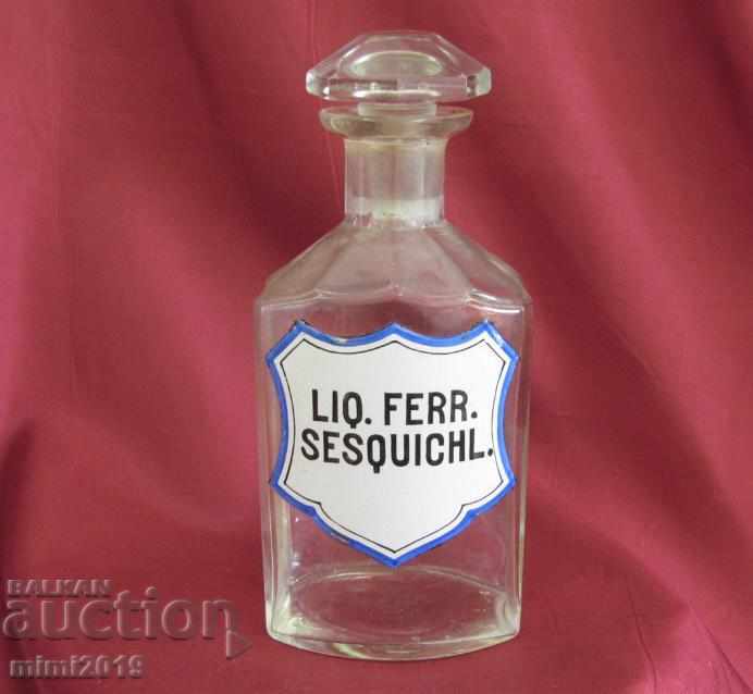 Φαρμακευτικό φιαλίδιο κρυστάλλου του 19ου αιώνα LIQ FERR SESQUICHL