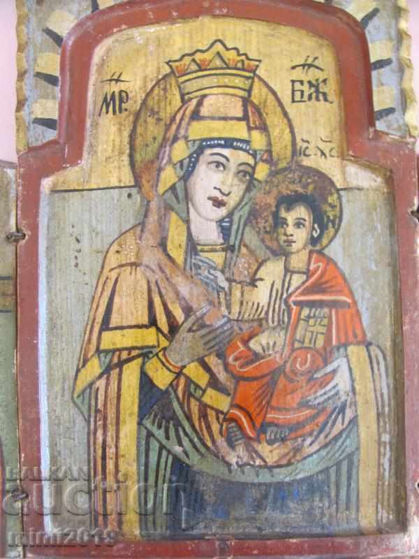 Very Old Home Icon Triptych hand painted - 7