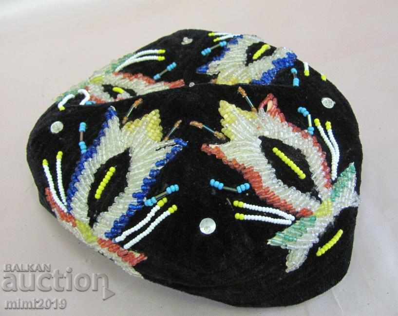 Auction 19th century Turkish, Islamic Men's Hat velvet and beads Auction 19th century Turkish, Islamic Men's Hat velvet and beads