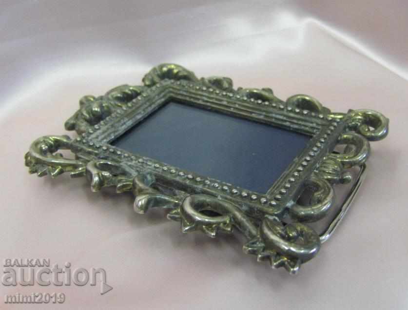 Old Solid Bronze Silver Plated Picture Frame - 6