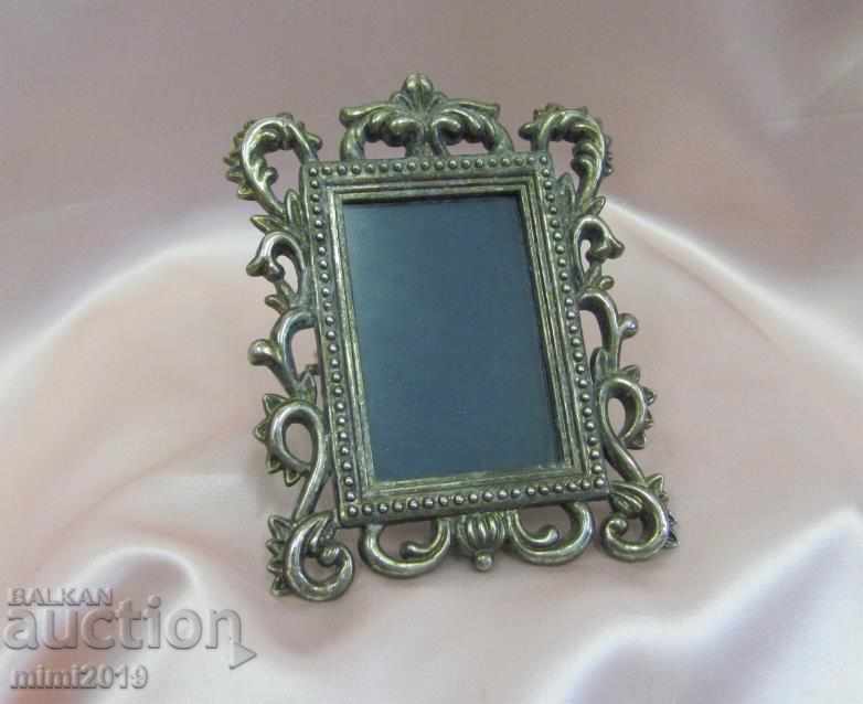 Old Solid Bronze Silver Plated Picture Frame