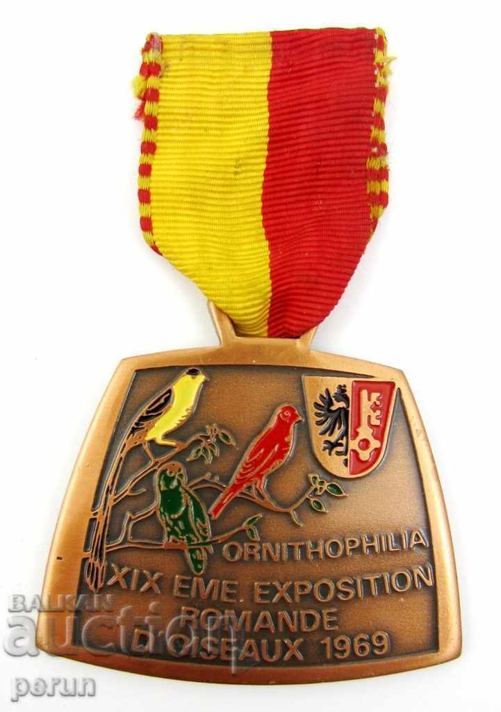 EXHIBITION-BIRDS-ORNITHOLOGY-1969- MEDAL-SWITZERLAND with price 9.00 BGN | € 4.60 EXHIBITION-BIRDS-ORNITHOLOGY-1969- MEDAL-SWITZERLAND with price 9.00 BGN | € 4.60