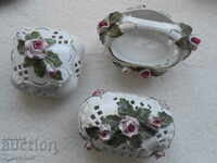 2 pieces of porcelain boxes and candy can, porcelain, marked