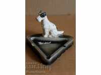 1930s ROYAL METAL ASHTRAY WITH DOGS FIGURE STATUTE