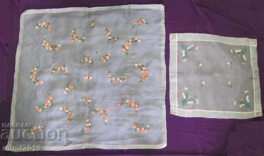 30s Hand Embroidery 2 pcs. Carriage, Tablecloths