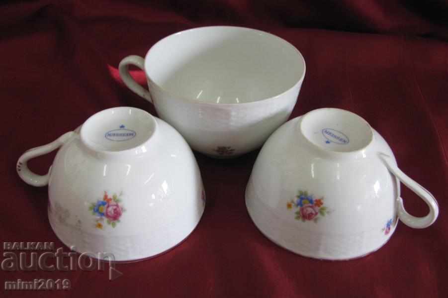 Old Meissen Porcelain Cups 3 pcs. - 6 Old Meissen Porcelain Cups 3 pcs. - 6