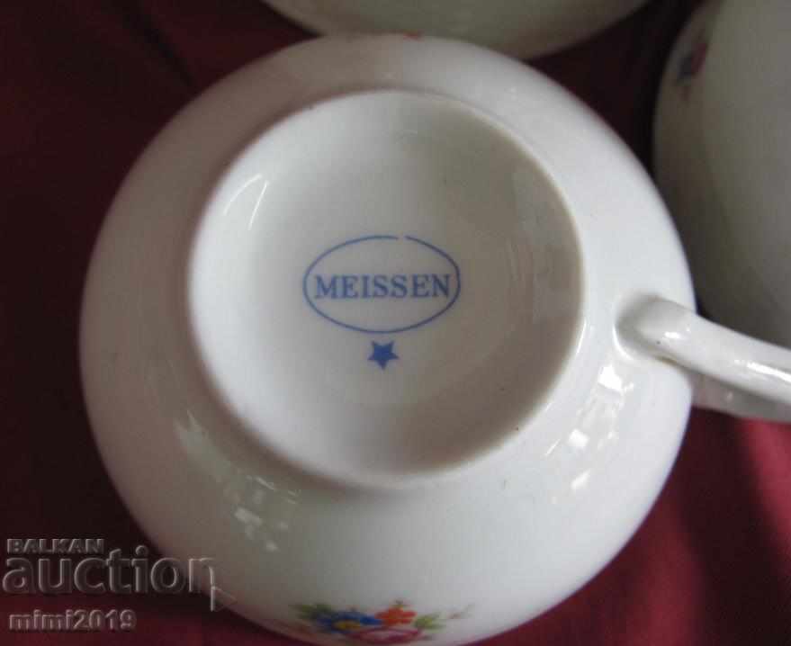 Old Meissen Porcelain Cups 3 pcs. - 7 Old Meissen Porcelain Cups 3 pcs. - 7
