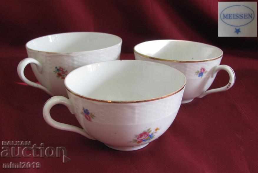 Old Meissen Porcelain Cups 3 pcs.