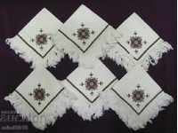 19th century 6 pcs. Hand Embroidered Napkins, Towels