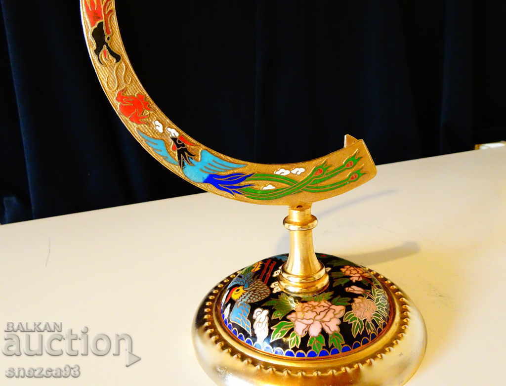 Auction Japanese Gilded Cloisonné Stand, Phoenix, Dragon Auction Japanese Gilded Cloisonné Stand, Phoenix, Dragon