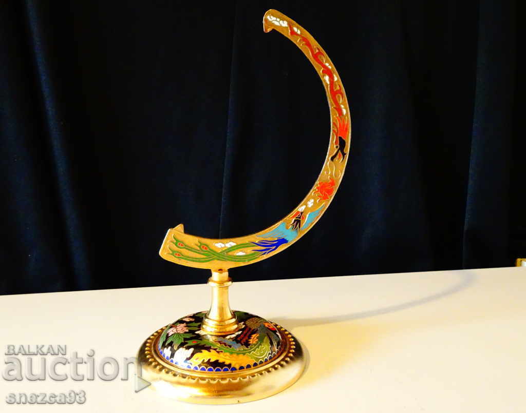 Japanese Gilded Cloisonné Stand, Phoenix, Dragon Japanese Gilded Cloisonné Stand, Phoenix, Dragon