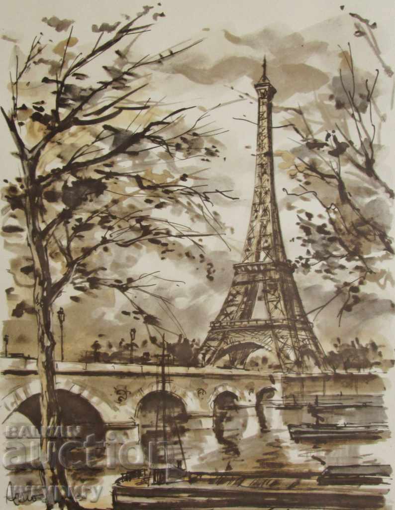 Picture lithograph landscape from Paris signed with price 25.00 BGN | € 12.78 Picture lithograph landscape from Paris signed with price 25.00 BGN | € 12.78