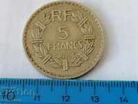 5 φράγκα Γαλλία 1935 Νικέλιο !!! Σπάνιος!