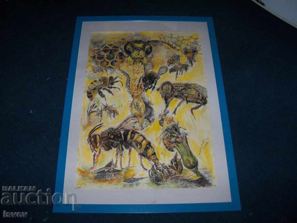 "Bees" painting by the artist Desislava Ilieva with price 450.00 BGN | € 230.08 "Bees" painting by the artist Desislava Ilieva with price 450.00 BGN | € 230.08