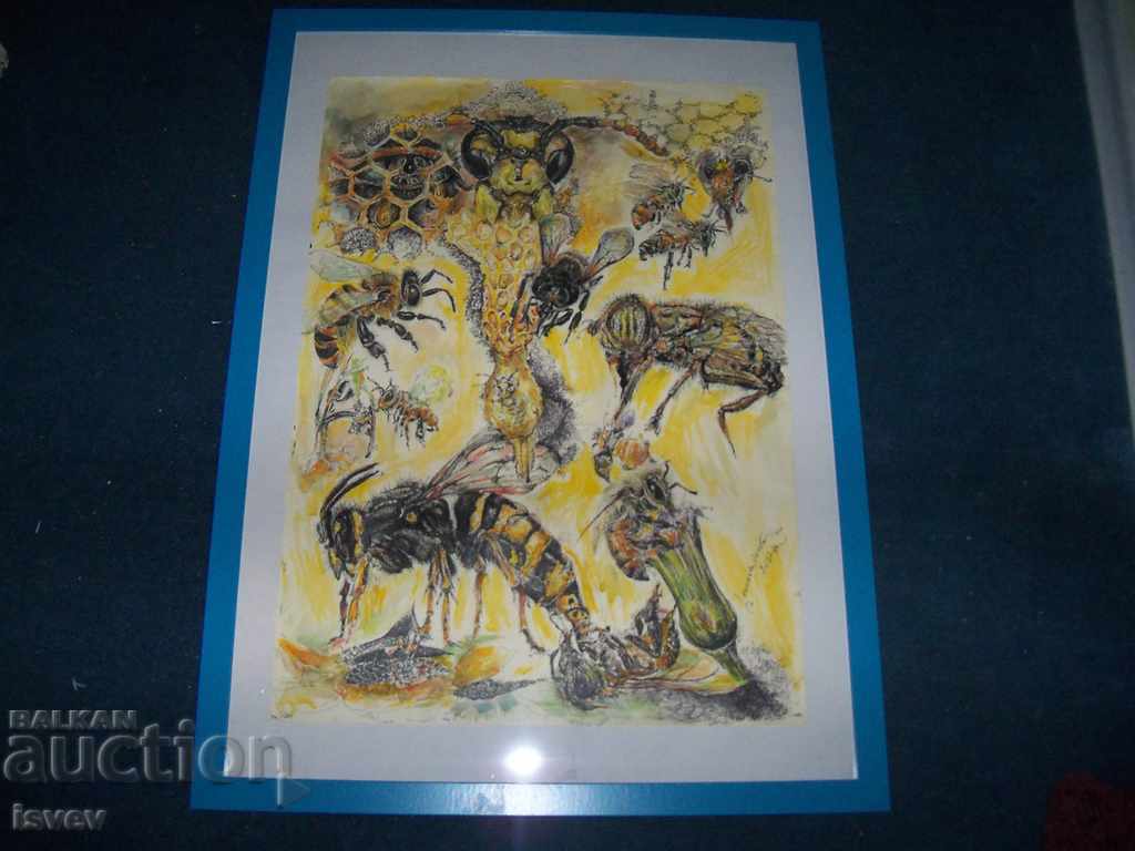Auction "Bees" painting by the artist Desislava Ilieva Auction "Bees" painting by the artist Desislava Ilieva