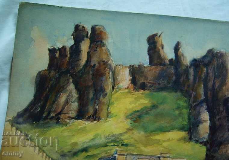 Livrarea Desen acuarelă de roci Belogradchik Livrarea Desen acuarelă de roci Belogradchik
