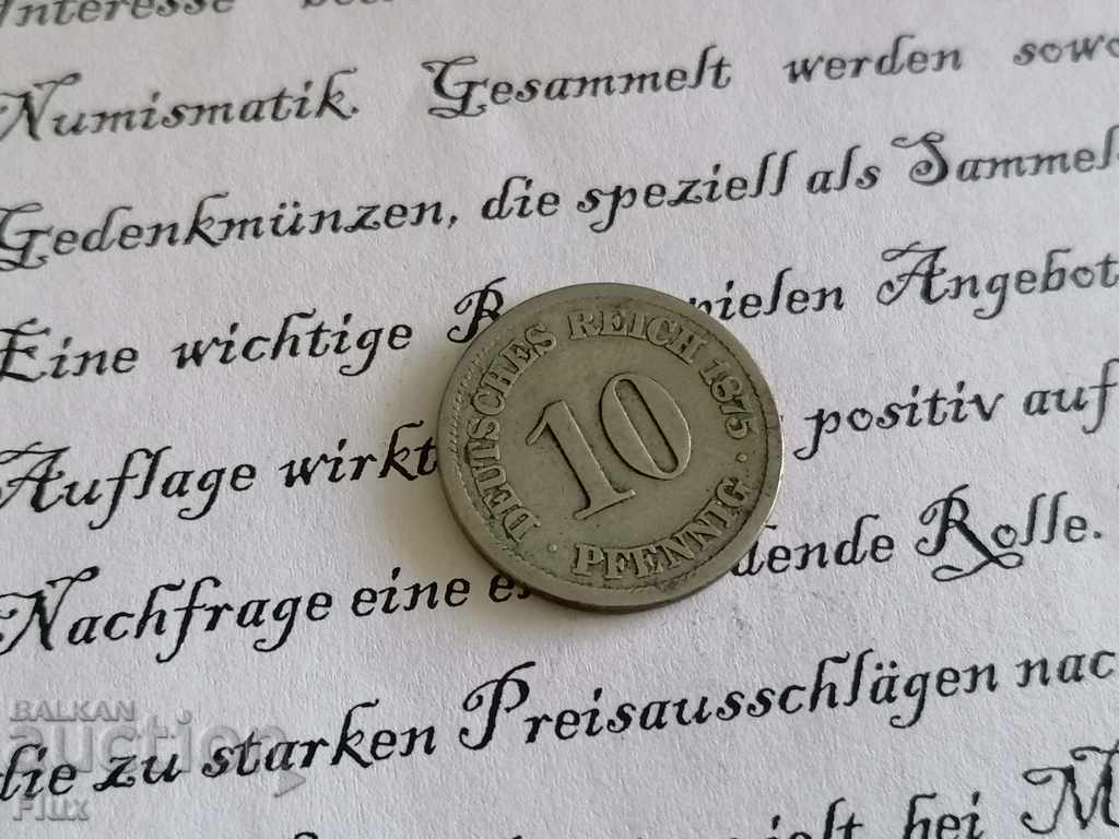 Moneda Reich - Germania - 10 pfeniguri 1875. Seria J