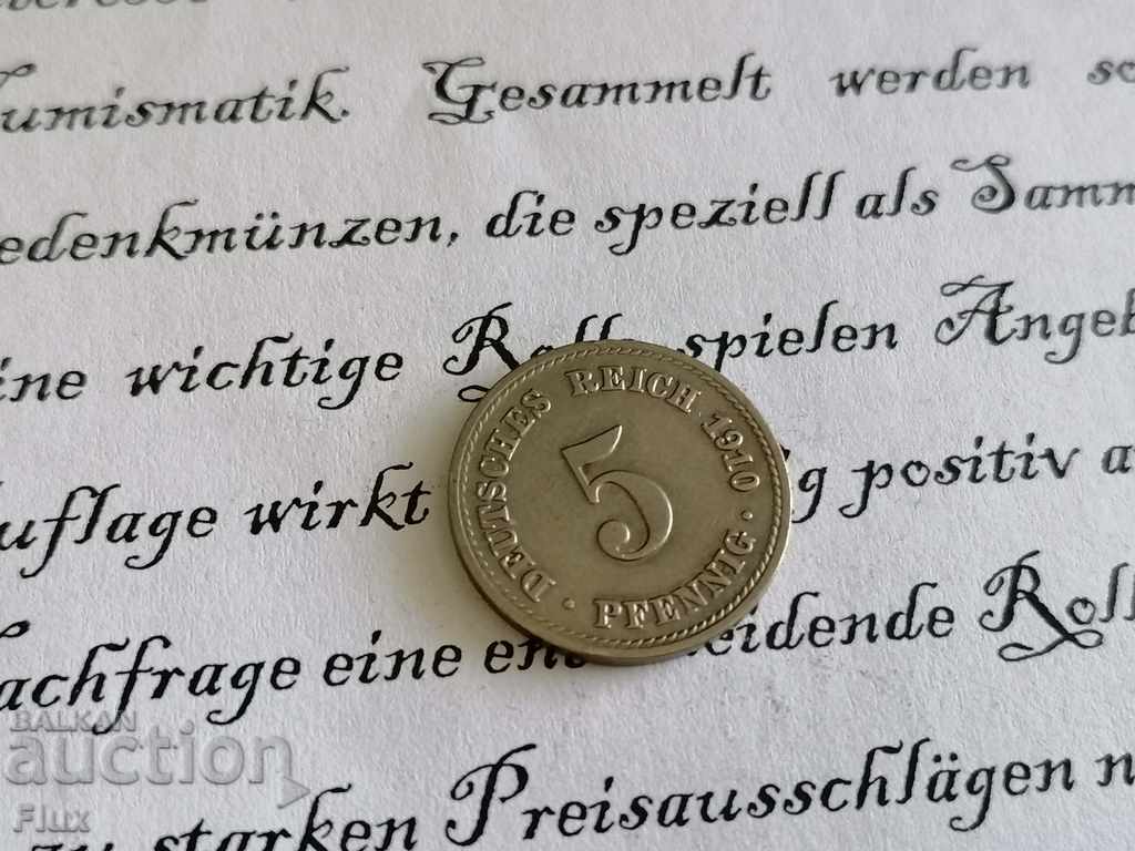 Reich monede - Germania - 5 pfenigi | 1910. seria A