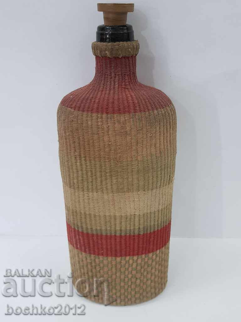 Hand-woven Bulgarian royal glass bottle 1935 - 5 Hand-woven Bulgarian royal glass bottle 1935 - 5