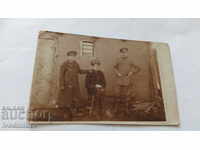 Postcard Two boys visiting their father at the front