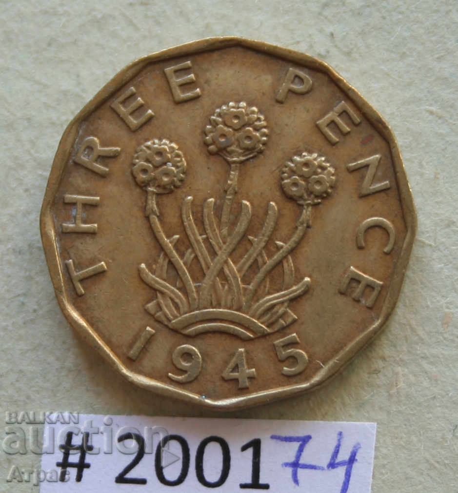 3 pence 1945 Great Britain
