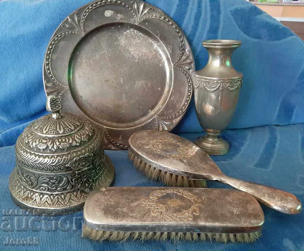 Antique Silver Plated Art Deco Marked Plate - 6 Antique Silver Plated Art Deco Marked Plate - 6