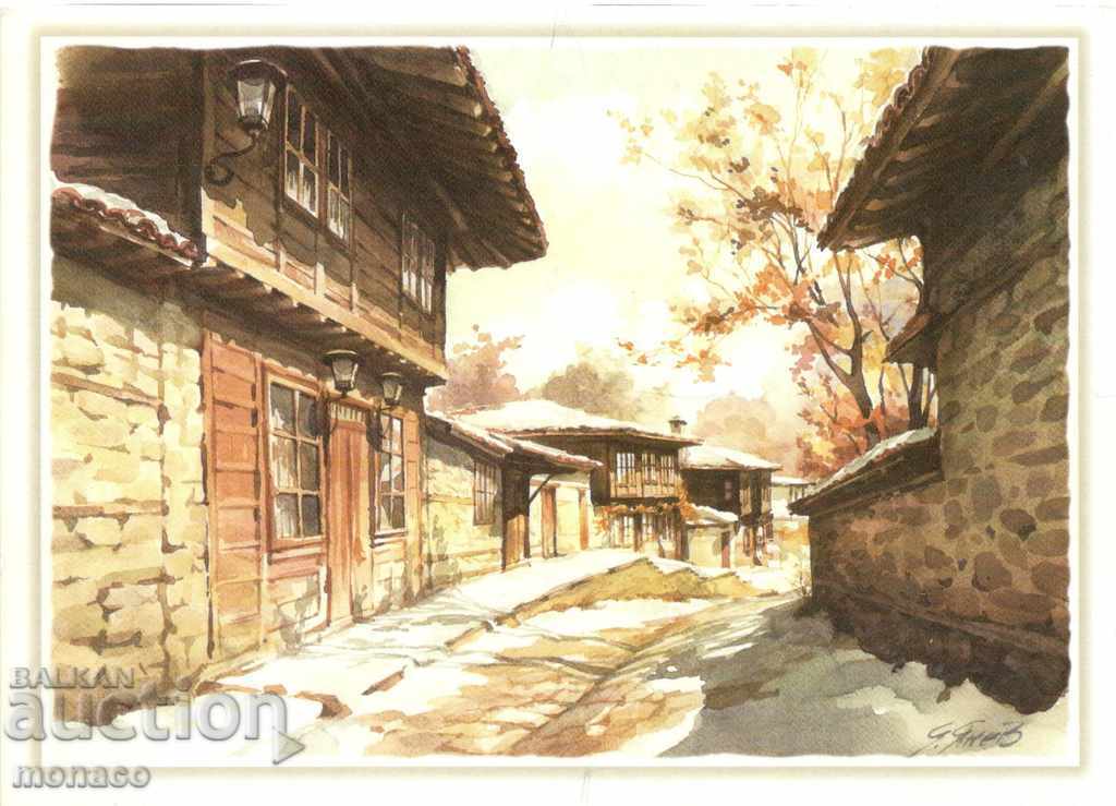 Carte poștală veche - Macara, case vechi