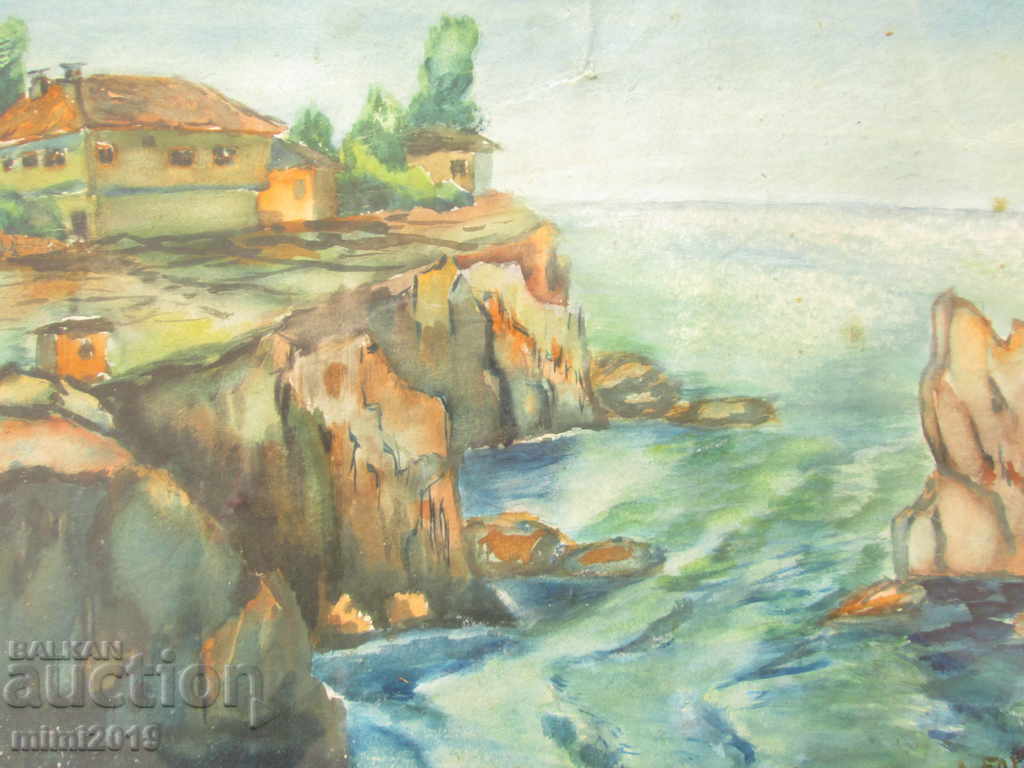 Auction Old watercolor, signed K. Botev, 40s Auction Old watercolor, signed K. Botev, 40s