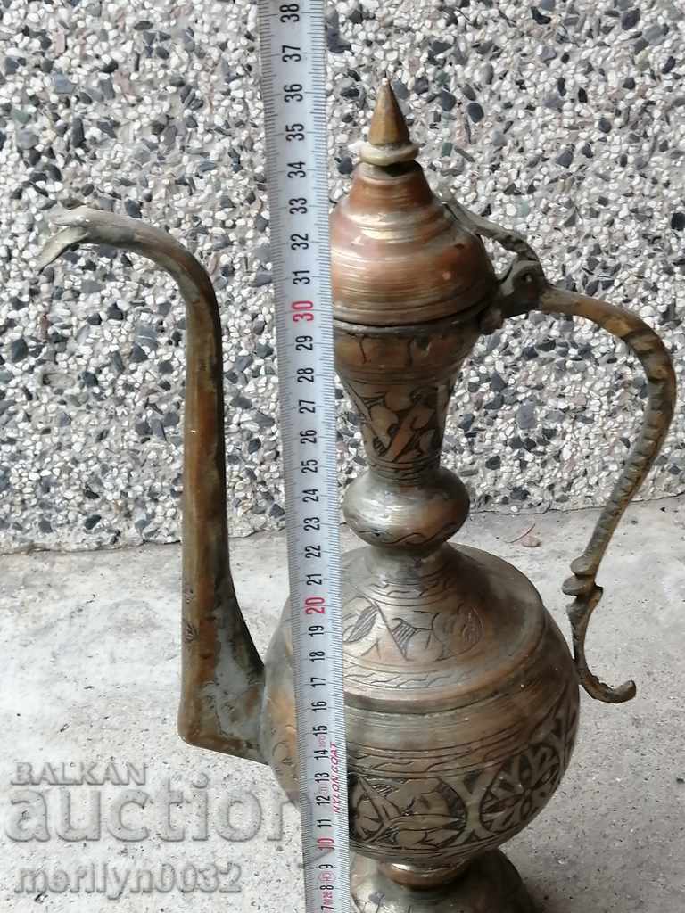 Auction Old copper ewer, copper, jug, vessel with engravings Auction Old copper ewer, copper, jug, vessel with engravings