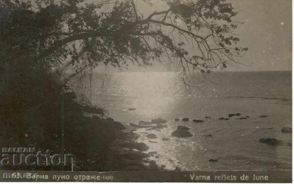 Old postcard - Varna, Sea at night