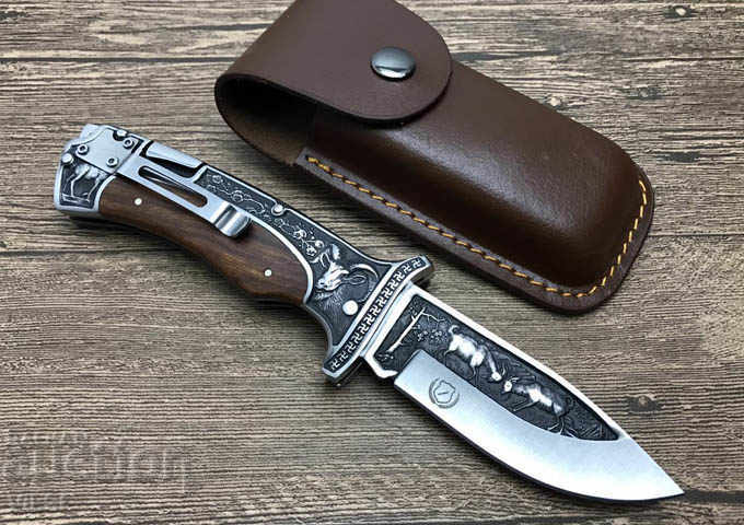 Auction Knife, Foldable 127x227 + Leather Case - Columbia A3191 Auction Knife, Foldable 127x227 + Leather Case - Columbia A3191